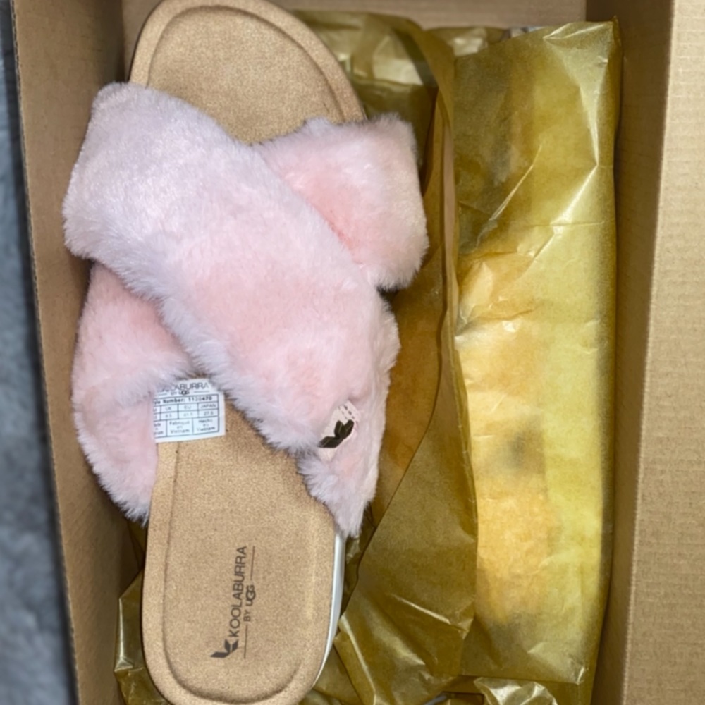 Koolaburra by UGG | Women's 10.5 Pale Blush Roubie Fuzz Slide Sandal